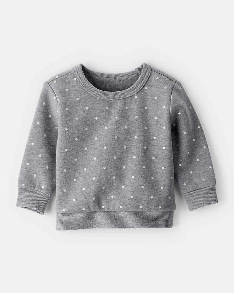 Baby Girl Polka Dot Fleece Sweatshirt - Grey