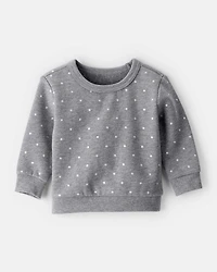 Baby Girl Polka Dot Fleece Sweatshirt - Grey