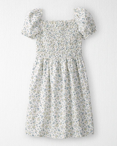 Girls Smocked Dress Made with Organic Cotton Spring Bloom Print
