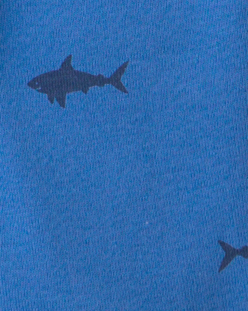 Toddler Boy Shark 100% Cotton Short-Sleeve Snug Fit 4-Piece pyjama Set - Blue