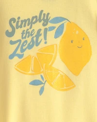 Toddler Girl Lemon 100% Cotton Snug Fit 4-Piece Pyjama Set - Blue/Yellow