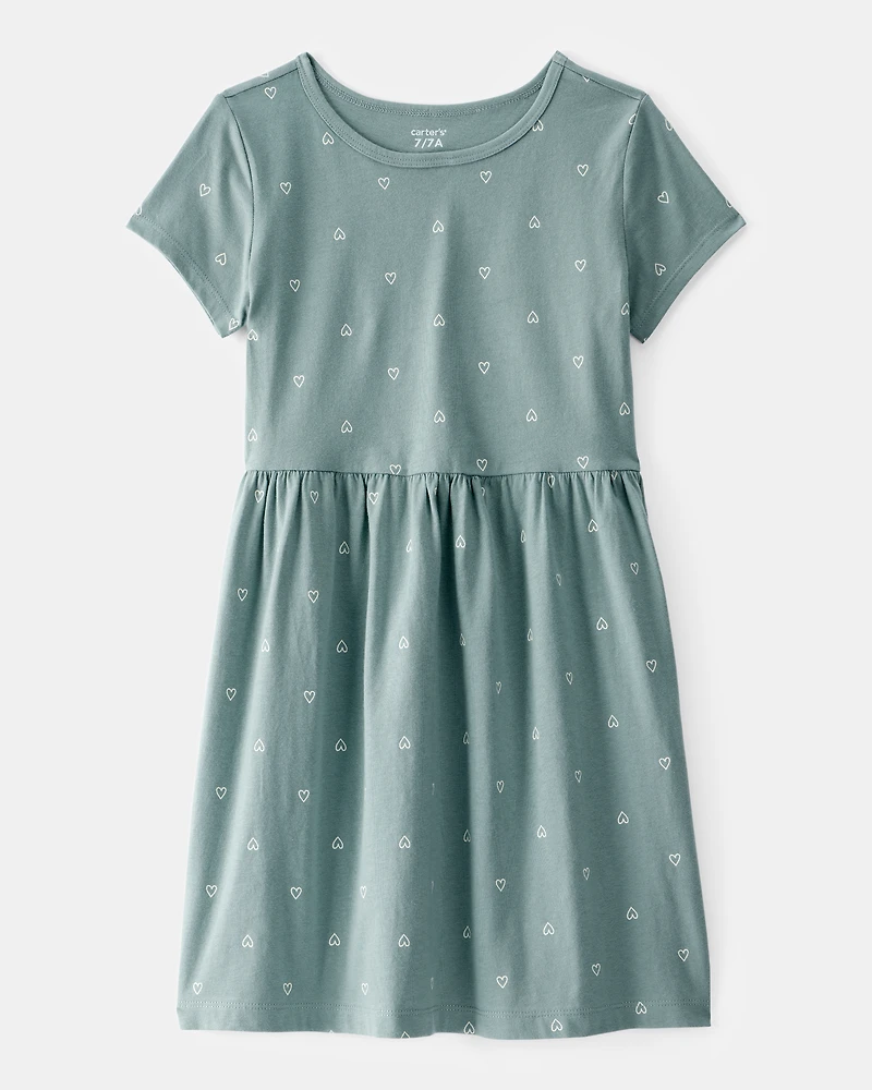 Girls Heart Print Dress