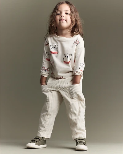 Toddler Boy Corduroy Pocket Pant - Cream