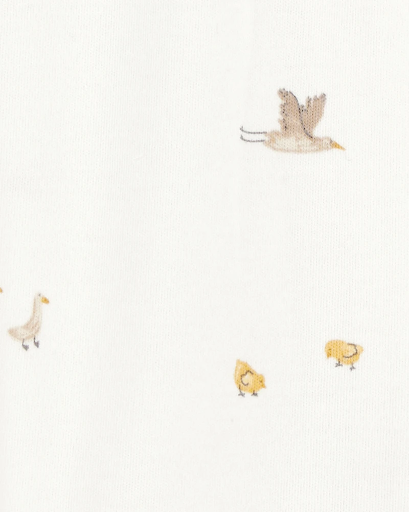 Baby Mini Bird Print 2-Way Zip Cotton Sleeper