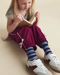 Toddler Girl Bow-Cuff Poplin Joggers - Red