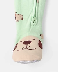 Toddler Dog 100% Cotton Snug Fit 1-Piece pyjama - Green