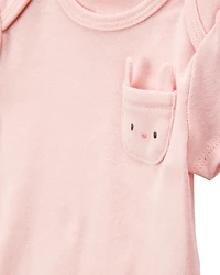 Baby Girl 5-Pack Floral Bunny Short-Sleeve Cotton Bodysuits