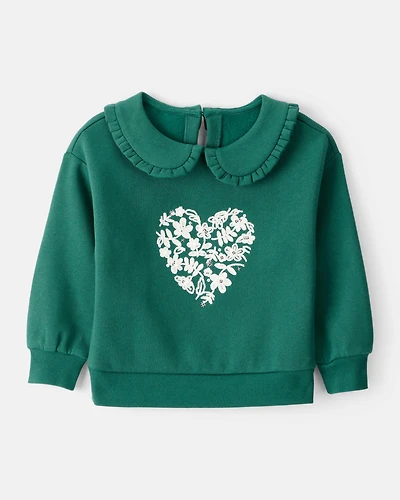 Toddler Girl Heart Long-Sleeve Pullover Sweatshirt - Green