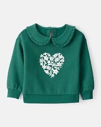 Toddler Girl Heart Long-Sleeve Pullover Sweatshirt - Green