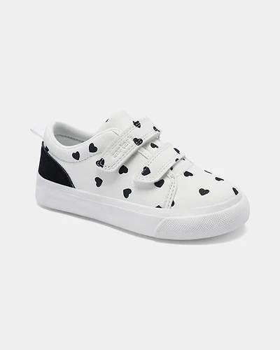 Toddler Girl Heart Print Casual Shoes - White/Black