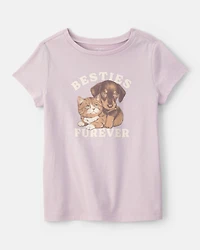 Girls 'Besties Furever' Graphic Tee - Lavender