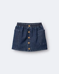 Toddler Girl Denim Skirt with Otter Pockets - Blue