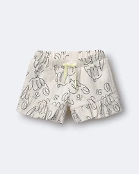 Toddler Girl Ruffle Butterfly Shorts Dog Print - Cream