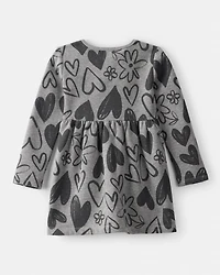 Toddler Girl DayDream Fleece Heart Knit Dress - Grey