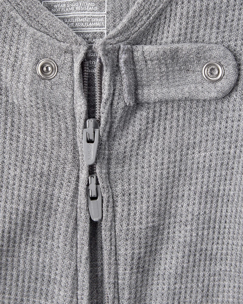 Baby Boy PurelySoft Long-Sleeve 2-Way Zip 1-Piece pyjamas - Grey