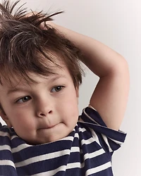 Toddler Striped Short-Sleeve Relaxed Subway Tee - Navy