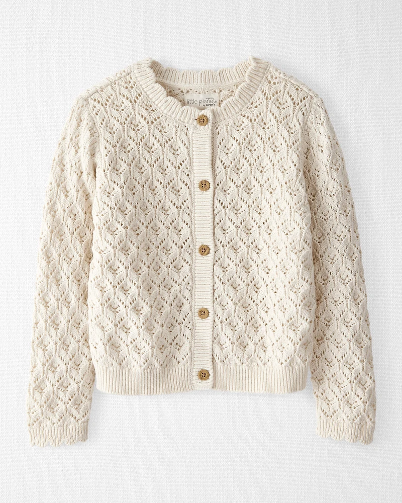 Toddler Girl Organic Cotton Pointelle Sweater Knit Cardigan