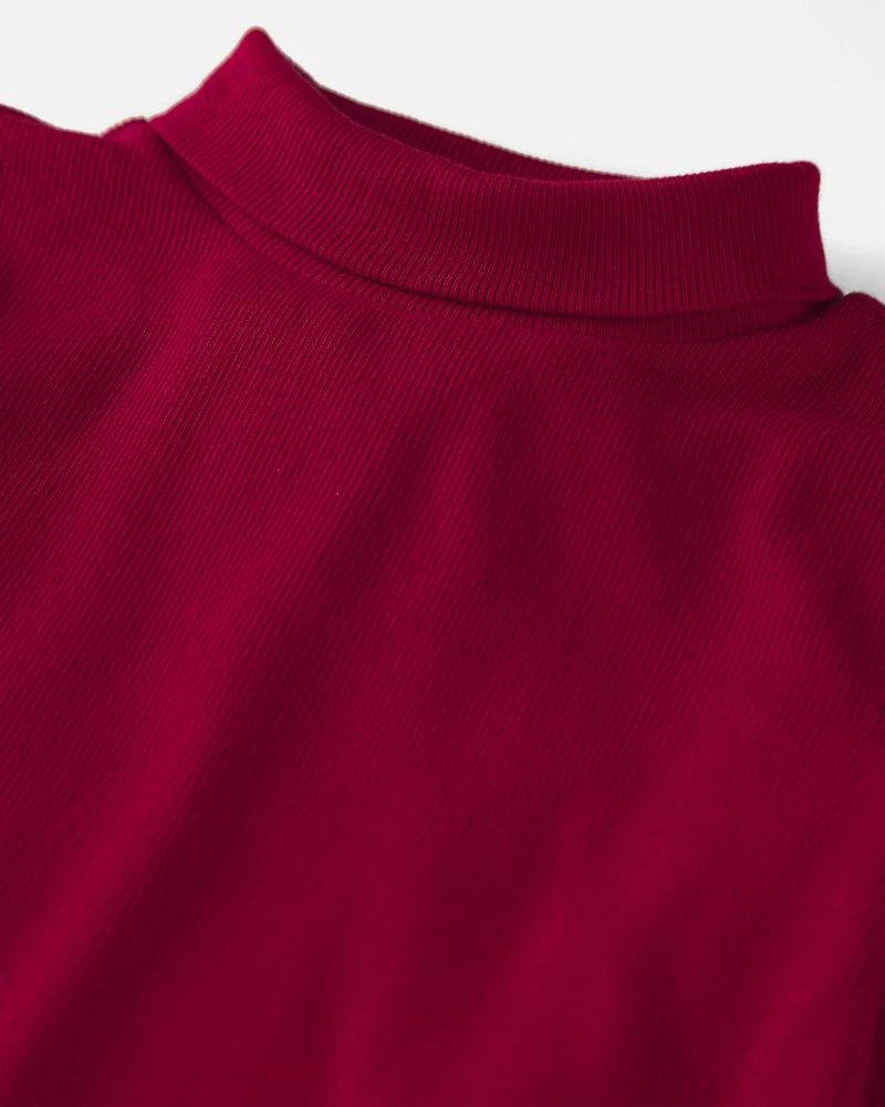 Girls 2-Pack Organic Cotton Ribbed Mock Neck Tops