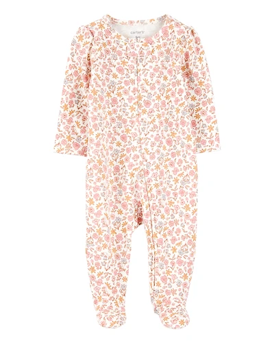 Baby Girl Floral 2-Way Zip Cotton Sleeper pyjamas
