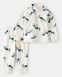 Toddler Boy 2-Piece DayDream Fleece Dog Zip-Up Jacket & Jogger Pant Set