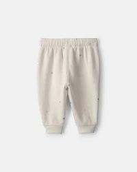Baby Girl Metallic Heart Fleece Pants - Cream