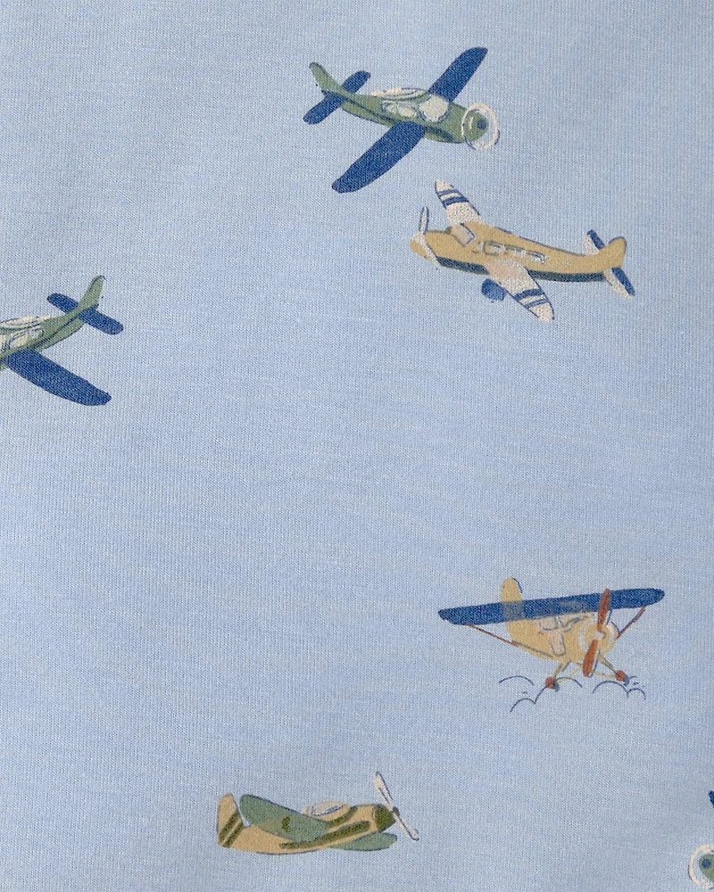 Baby Boy Plane 2-Way Zip Wearable Blanket - Blue