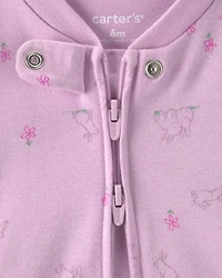 Baby Girl Bunny 100% Cotton 2-Way Zip Sleeper - Purple