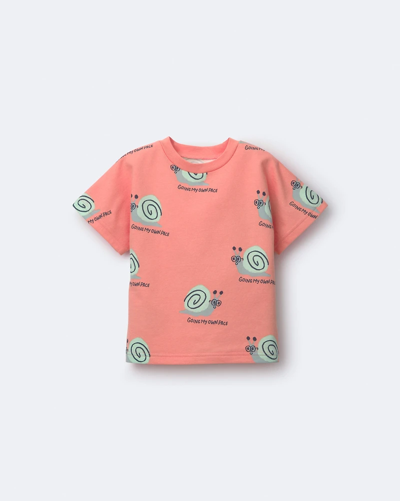 Toddler Boy Snail Dolman Tee - Orange