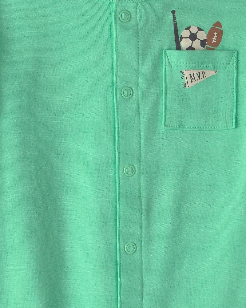 Baby Boy Sports Romper - Green