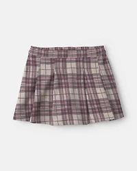 Toddler Girl 2-Piece 'Good Day' Plaid Fleece Sweatshirt & Skirt Set - Cream/Burgundy