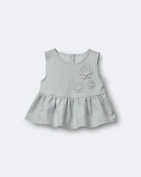 Toddler Girl Peplum Top Floral Print - Light Blue