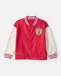 Toddler Boy Bear Long-Sleeve Varsity Fashion Jacket - Red
