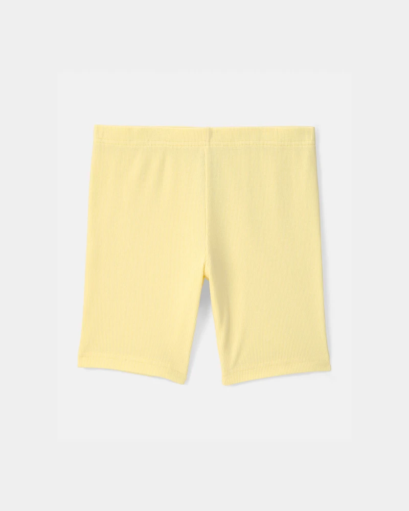Girls Solid Bike Shorts - Yellow