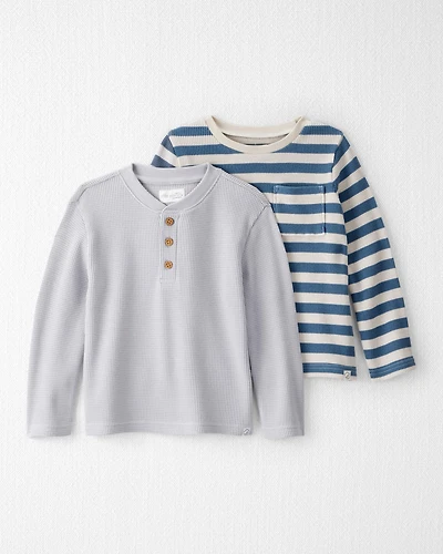Toddler Boy 2-Pack Waffle Knit Long-Sleeve Tees Made with Organic Cotton
