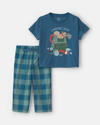 Toddler Boy Camp Short-Sleeve 2-Piece Pyjama Set - Navy Blue