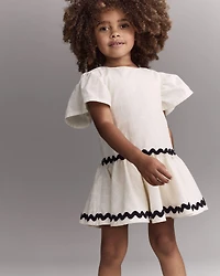 Toddler Girl Short-Sleeve Peplum Dress - Cream