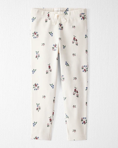 Toddler Girl Organic Cotton Ribbed Knit Pants Berry Blossom Print