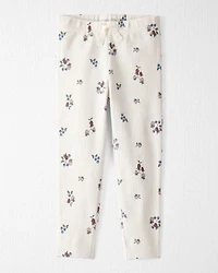 Toddler Girl Organic Cotton Ribbed Knit Pants Berry Blossom Print