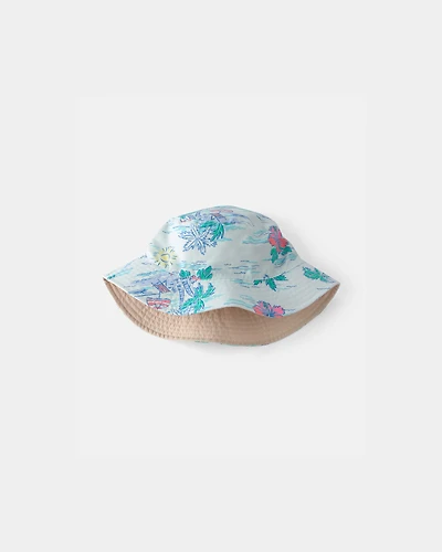 Toddler Tropical Beach Reversible Bucket Swim Hat - Blue/Cream