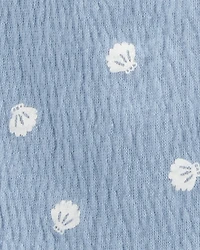 Baby Girl 3-Piece Shell Print Outfit Set - Blue/White