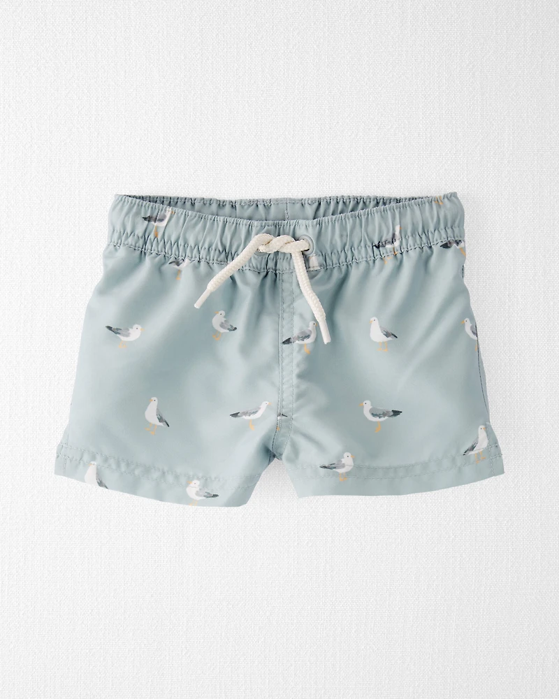 Baby Boy Recycled Seagull-Print Swim Trunks