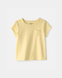 Baby Girl Heart Pocket Top - Yellow