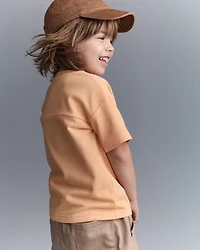 Toddler Boy Short-Sleeve Yoke Tee - Light Orange