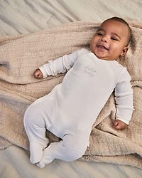 Baby Hello Baby' Cotton Sleeper - Cream