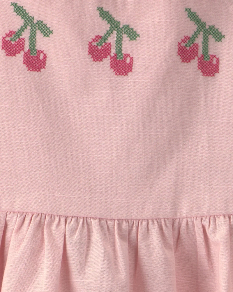 Toddler Girl Cherry Sleeveless Dress - Pink
