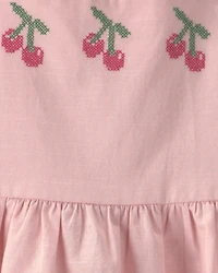 Toddler Girl Cherry Sleeveless Dress - Pink
