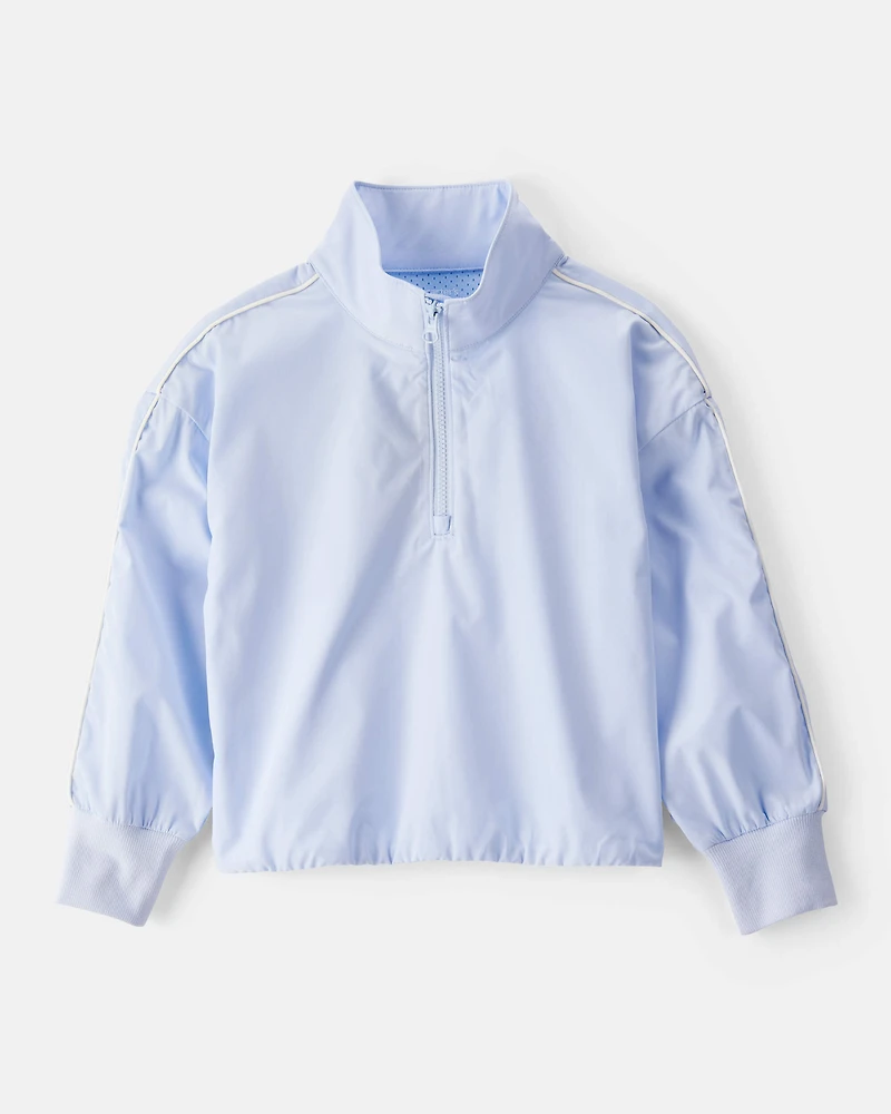 Girls Long-Sleeve Quarter-Zip Windbreaker - Blue