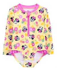 Baby Disney© Minnie Mouse 1-Piece Rashguard Swimsuit - Yellow/Pink
