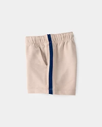 Baby Boy Striped French Terry Shorts - Khaki/Blue