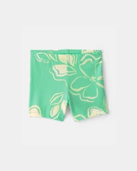 Baby Girl Floral Bike Shorts - Green